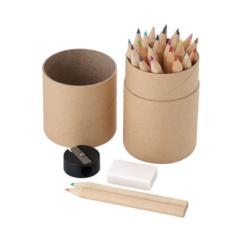 Boîte en caton recyclée Personnalisée contenant 24 crayons de couleur