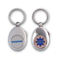 Porte-clés ovale en zamac avec jeton métallique personnalisable