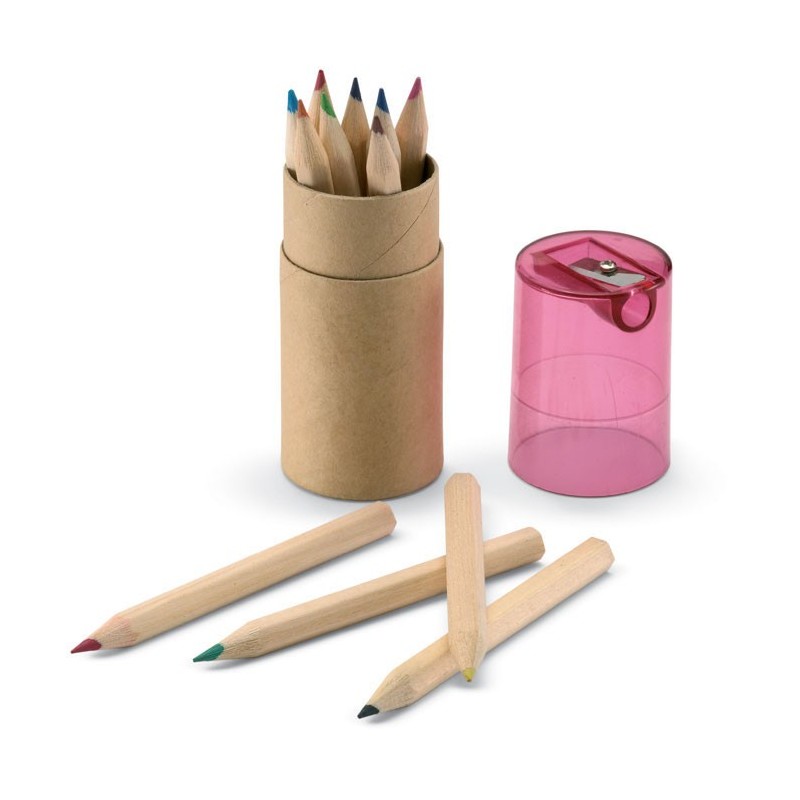 Set de 12 mini crayons de couleur avec taille-crayon, personnalisable