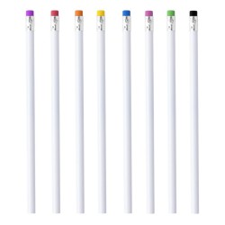Crayons à papier publicitaire  blanc avec gomme de couleur NAFTAR