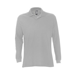 Polo Homme manches longues - Coloris : blanc. "STAR"