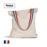 Tote bag en coton bio écru et anses tricolore fabriqué en France