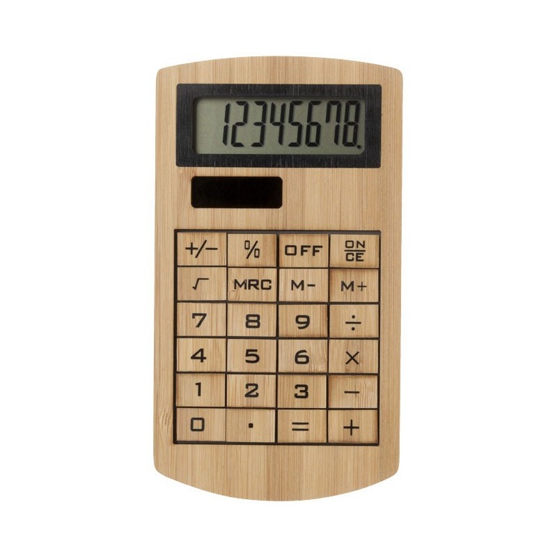 Calculatrice publicitaire en bambou EUGENE
