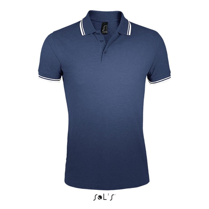 Polo homme manches courtes avec bandes contrastées "PASADENA"