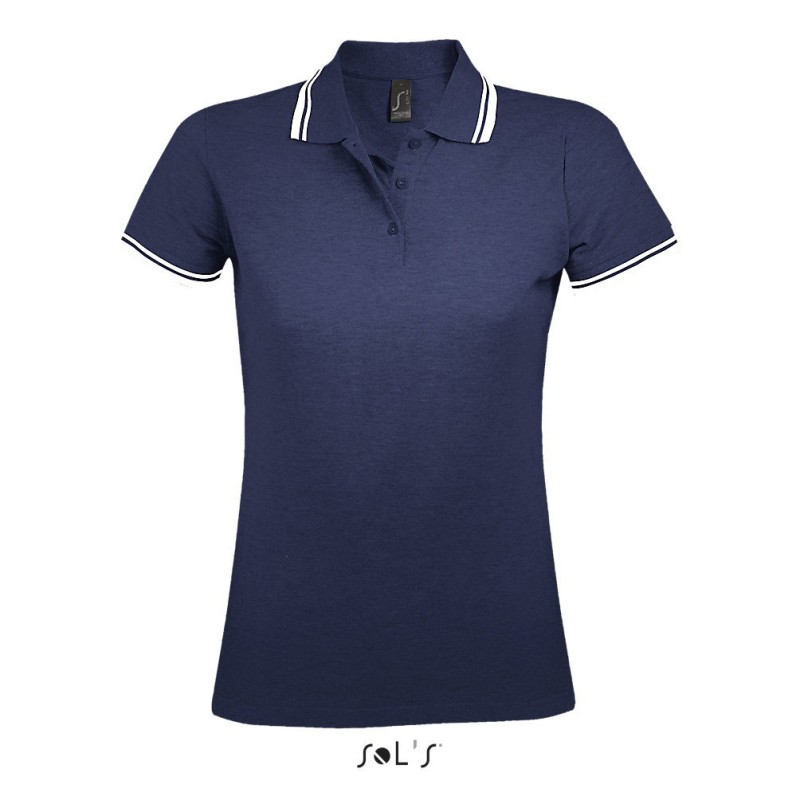 Polo femme manches courtes avec bandes contrastées "PASADENA"