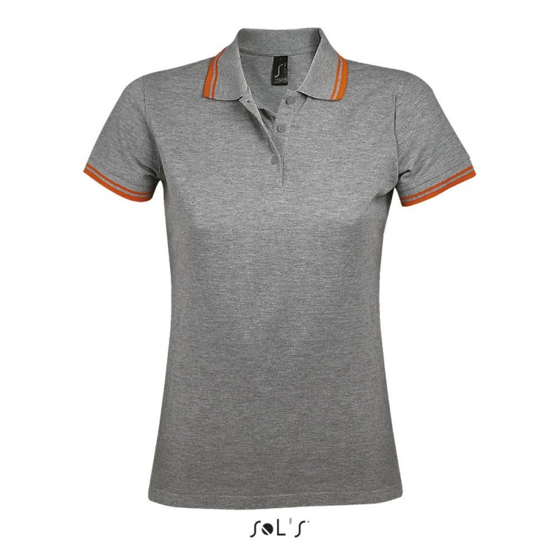 Polo femme manches courtes avec bandes contrastées "PASADENA"