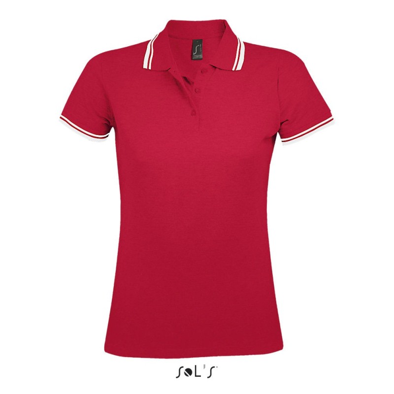 Polo femme manches courtes avec bandes contrastées "PASADENA"