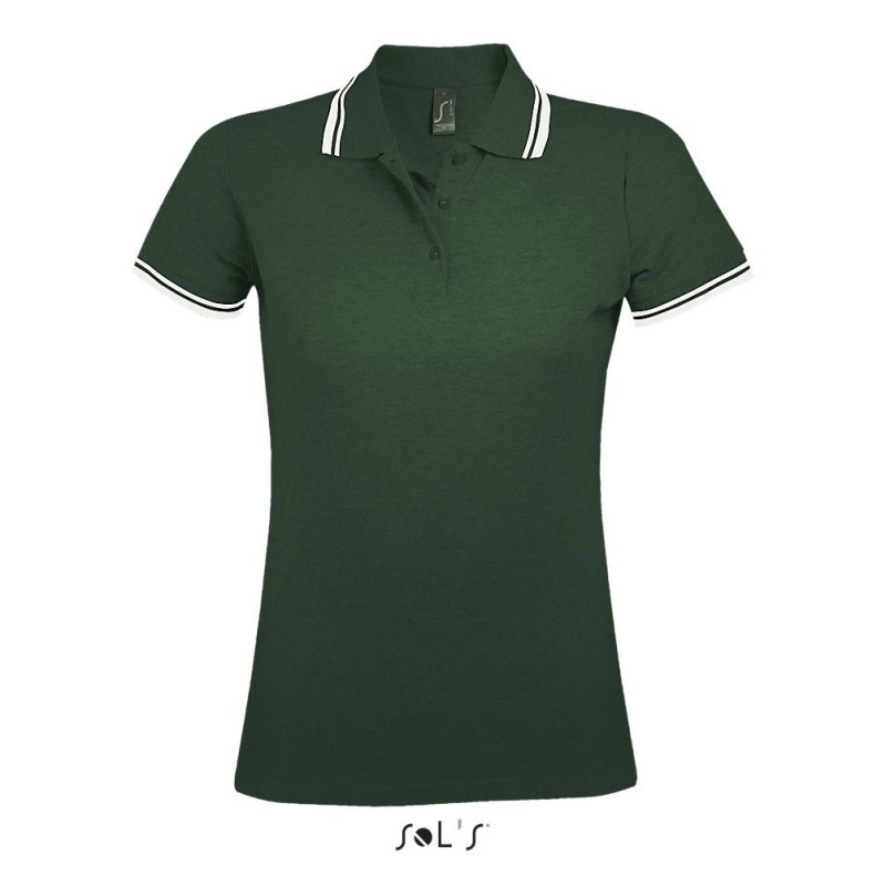 Polo femme manches courtes avec bandes contrastées "PASADENA"