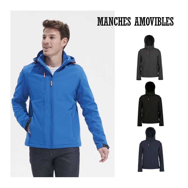Veste manches amovibles Softshell homme personnalisable TRANSFORMER