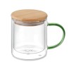 Tasse publicitaire en verre double paroi avec couvercle "FARBI"
