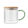 Tasse publicitaire en verre double paroi avec couvercle "FARBI"