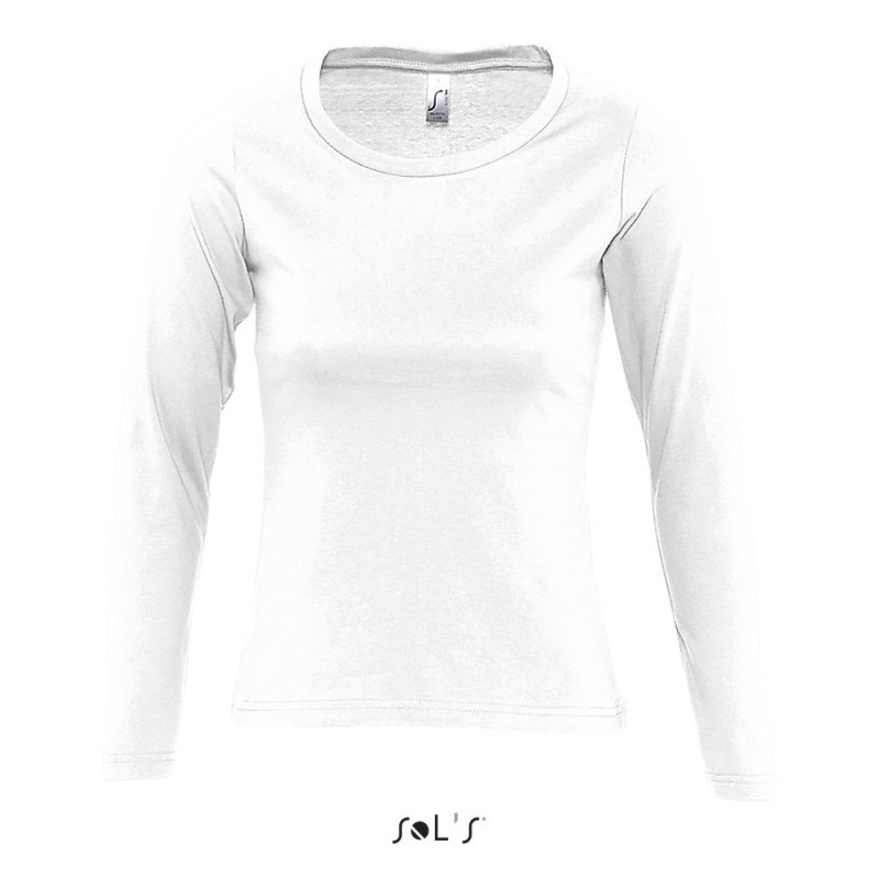 Tee-shirt blanc publicitaire femme manches longues "MAJESTIC"