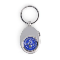 Porte-clés ovale en zamac avec jeton métallique personnalisable