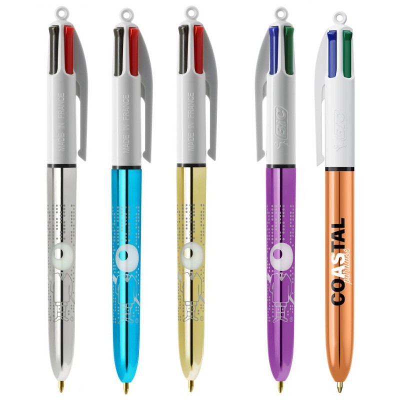 Stylo BIC® publicitaire 4 couleurs "SHINE" métallique