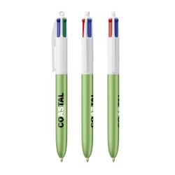 Stylo BIC® 4 couleurs personnalisé avec finition de coloris glacé