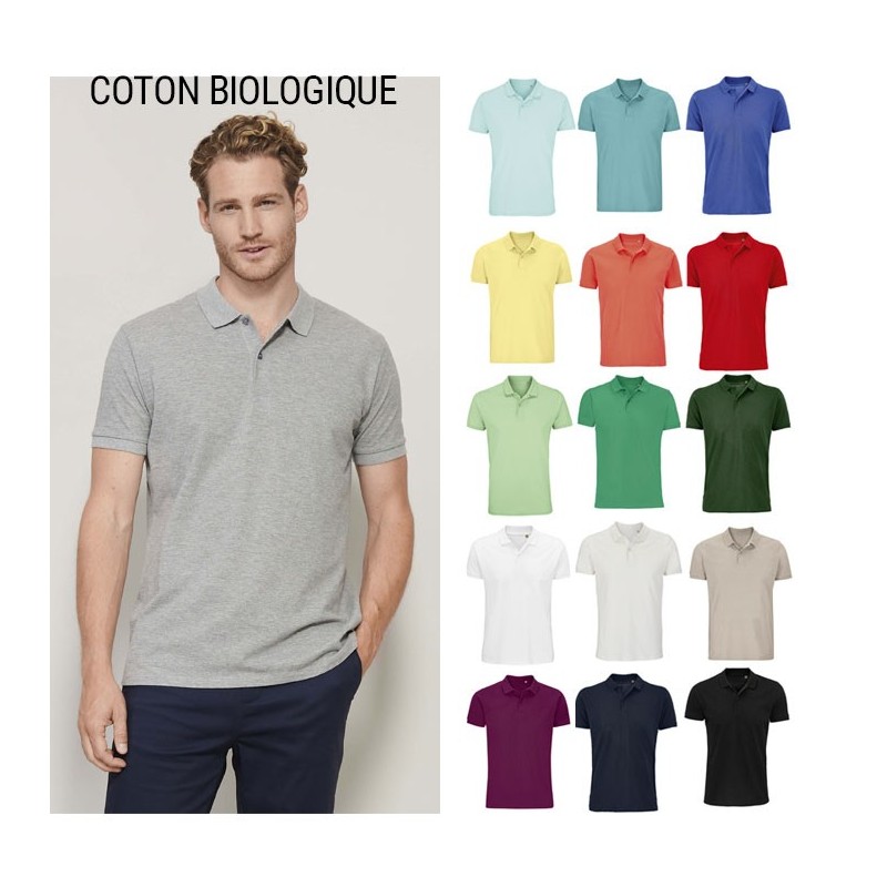 Polo publicitaire homme en coton biologique PLANET - 16 coloris