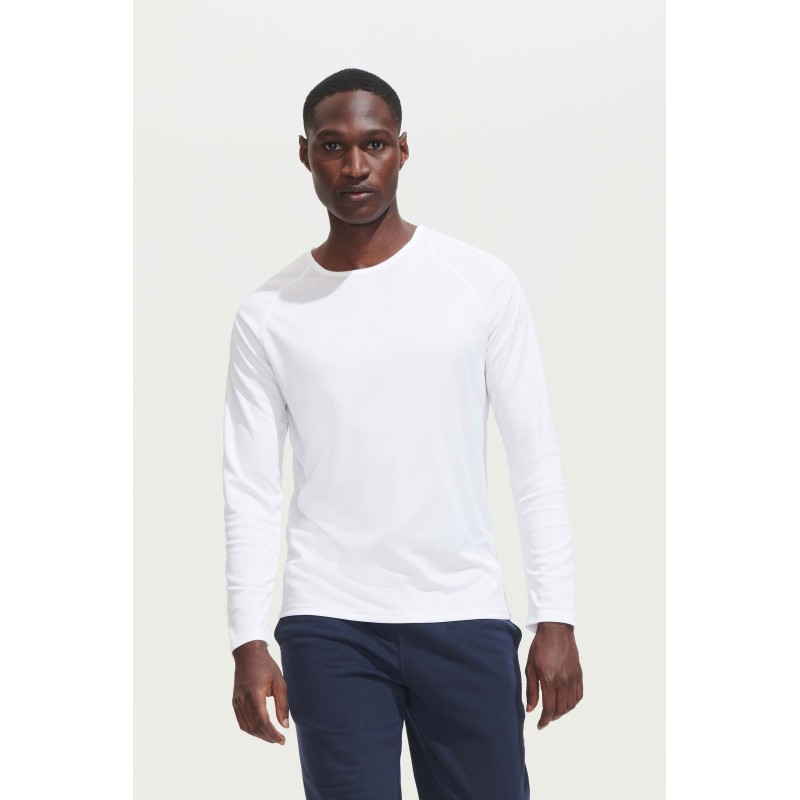 Tee-shirt de sport blanc publicitaire homme manches longues SPORTY LSL