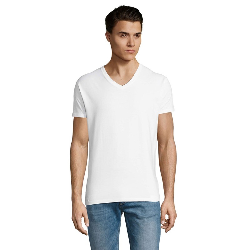 Tee-shirt publicitaire blanc homme col V IMERIAL V