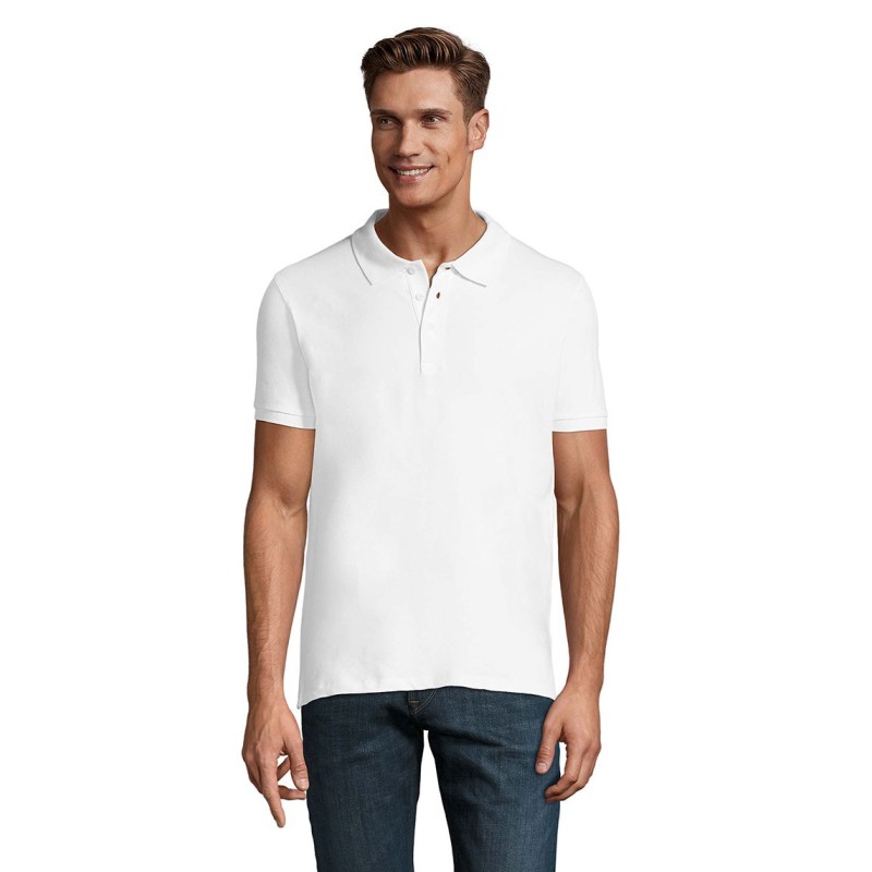 Polo publicitaire homme en coton élasthanne blanc "PHOENIX"