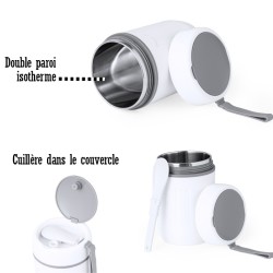 Lunch box publicitaire isotherme en PP et inox avec cuillère