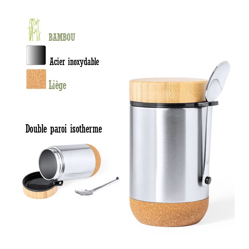 Lunch box personnalisable isotherme cylindrique avec cuillère "CAMBRIX