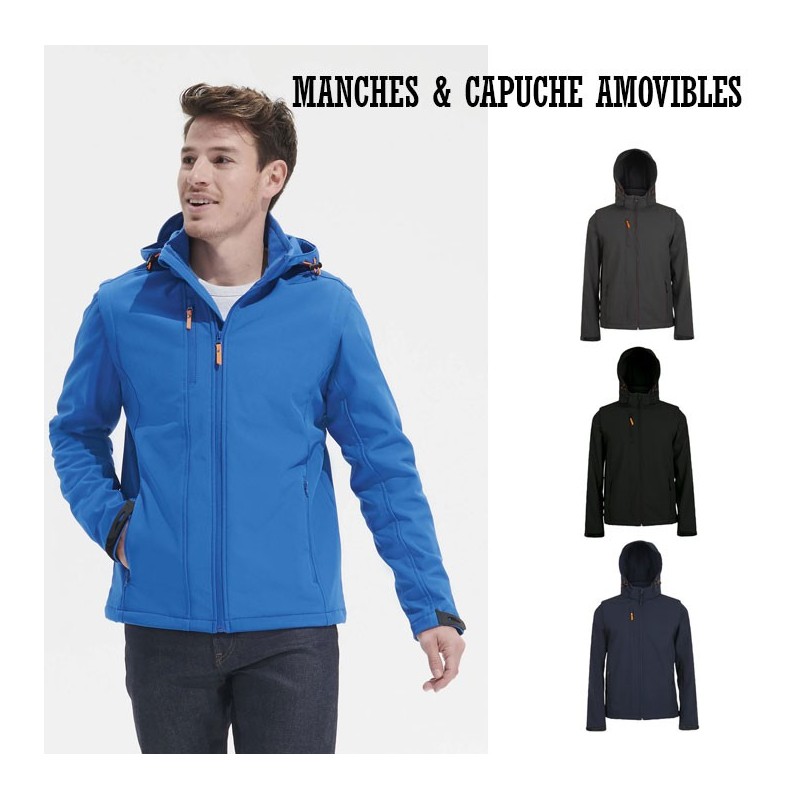Veste manches amovibles Softshell homme personnalisable TRANSFORMER