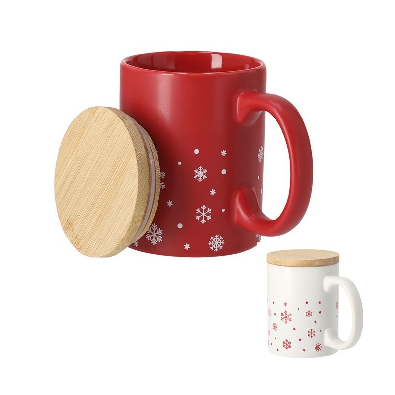 Mug de Noël publicitaire 30 cl avec motifs flocons - "HELOGRAN"