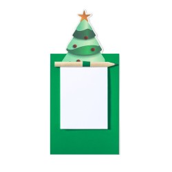 Mini bloc-notes publicitaire aimanté avec motif sapin de Noël "MONBO"