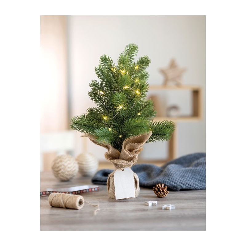 Mini sapin de Noël artificiel personnalisable avec guirlande Led "FRAN