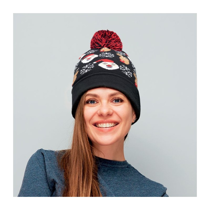 Bonnet à pompon personnalisable avec motifs de Noël "MAX"