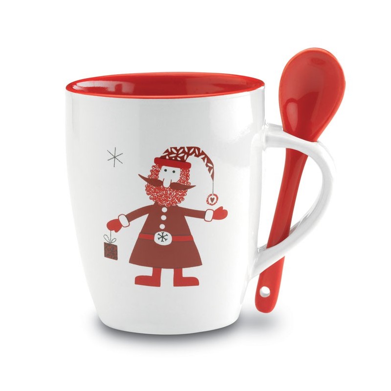 Mug publicitaire 25 cl avec cuillère au décor de Noël "PAPS"