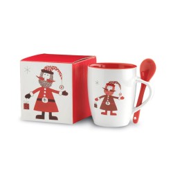 Mug publicitaire 25 cl avec cuillère au décor de Noël "PAPS"