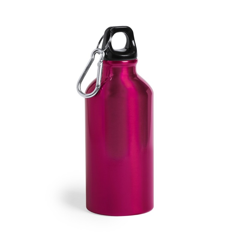 Bidon publicitaire de 44 cl en aluminium avec mousqueton "MENTO"