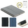 STRATA - Carnet A5 couverture en RPET, 160 pages papier recyclé ligné. Fonction support Smartphone