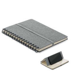 Carnet A5 avec couverture en RPET et support Smartphone  "STRATA"