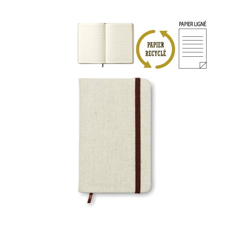 Carnet de notes publicitaire A6 avec couverture rigide en toile "CANVI