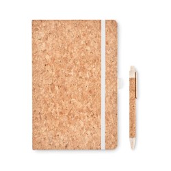 Carnet publicitaire A5 avec stylo avec couverture en liège SUBER SET