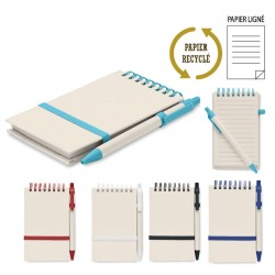 Carnet publicitaire A6 en briques de lait recyclées et stylo MITO SET