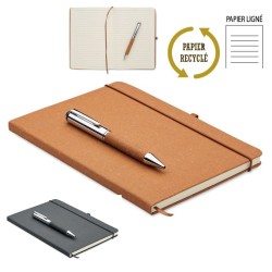 Coffret publicitaire avec carnet en cuir et stylo ELEGANOTE