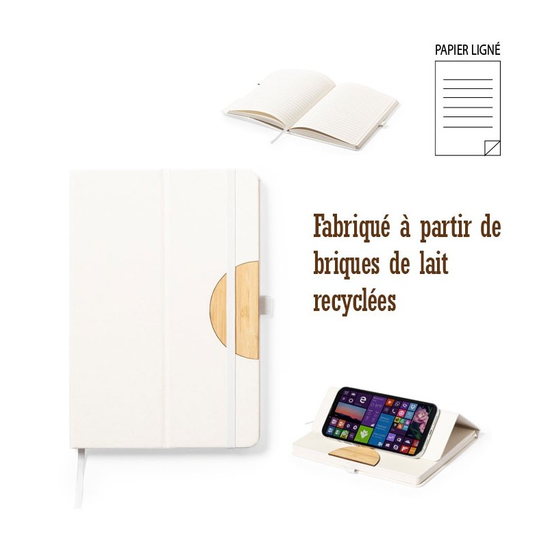 Carnet publicitaire A5 avec couverture en briques de lait recyclé