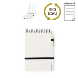 Bloc-notes publicitaire A6 avec stylo et couverture en paille de blé