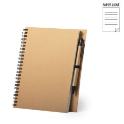 Carnet publicitaire A5 avec stylo & couverture en carton recyclé NEYLA