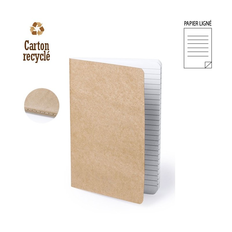 Cahier personnalisé A5 avec couverture souple en carton recyclé ZURIX