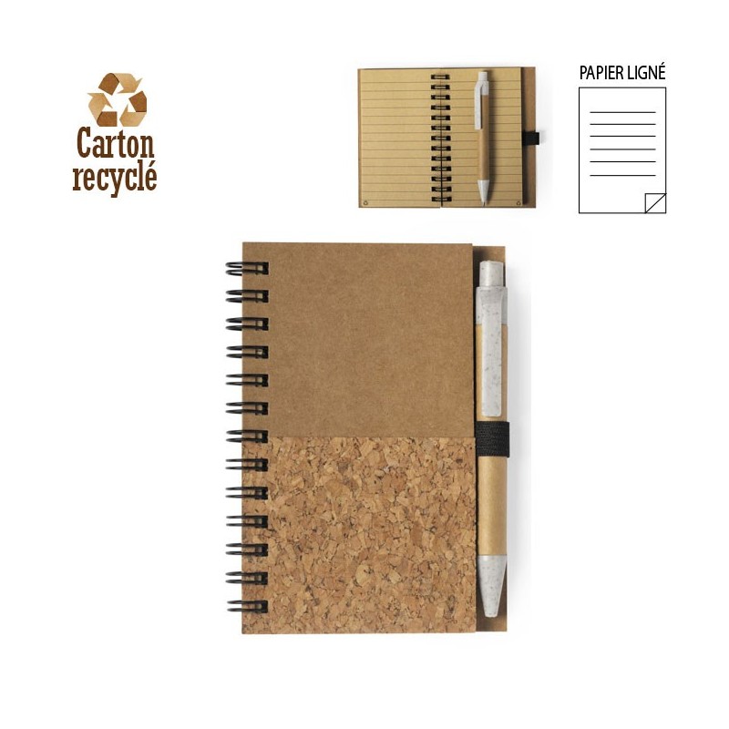 Mini bloc-notes publicitaire A7 éco-conçu avec stylo "SULAX" Mini bloc-notes publicitaire A7 éco-conçu avec stylo "SULAX"