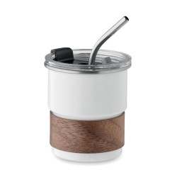 Mug 26 cl publicitaire en acier et bois avec paille  "MATE"