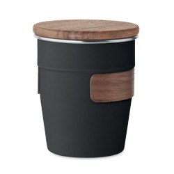 Mug publicitaire à emporter de 35 cl en acier recyclé et bois "WALNUT"