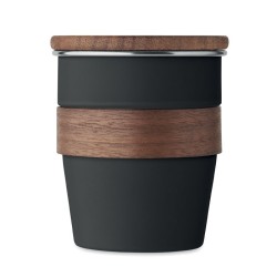 Mug publicitaire à emporter de 35 cl en acier recyclé et bois "WALNUT"