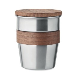 Mug publicitaire à emporter de 35 cl en acier recyclé et bois "WALNUT"