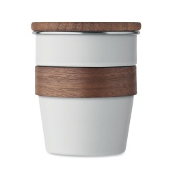 Mug publicitaire à emporter de 35 cl en acier recyclé et bois "WALNUT"