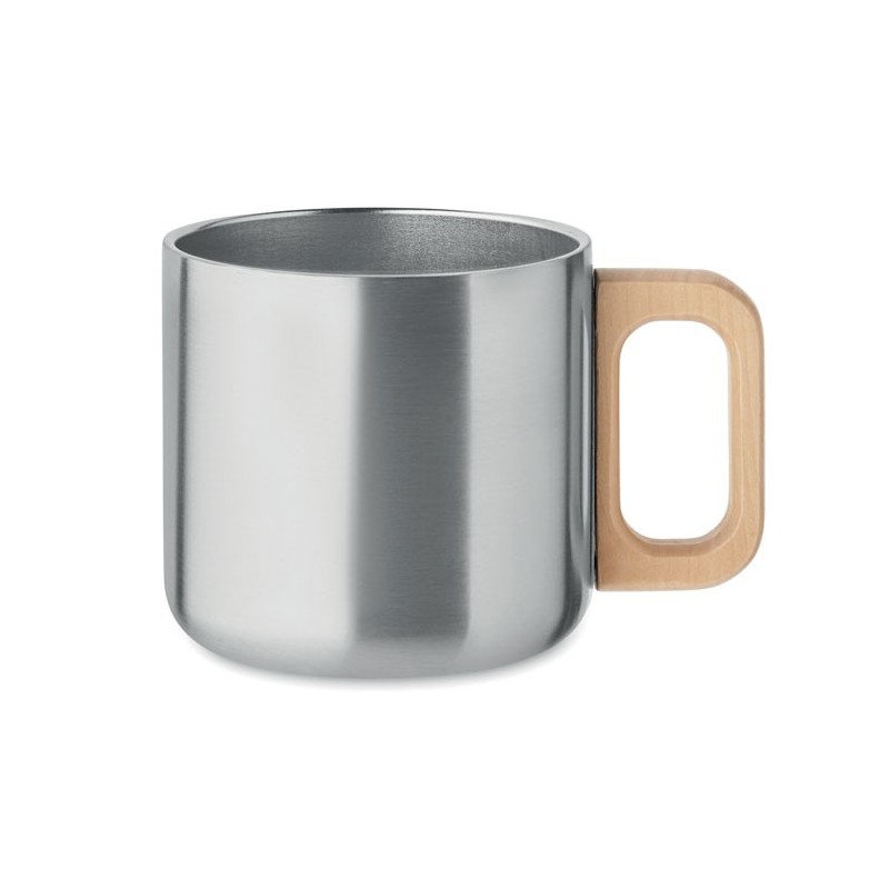 Mug publicitaire  35 cl en acier recyclé avec poignée bois "ACERO"